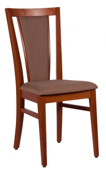 Chaise en bois LORIA - tissu uni marron clair